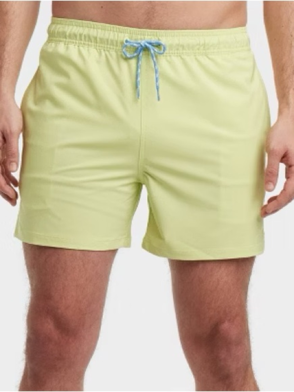 Goodfellow & Co Pale Yellow Green Swim Trunks with Light Blue Drawstring